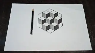 3d trick art on paper easy - optical illusions cube