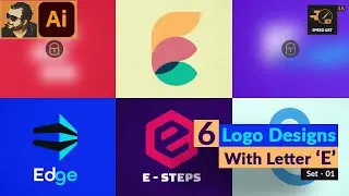 Minimal Logo Design Ideas with Letter "E" in Illustrator | Set 01 | Speed Art