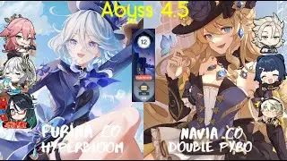C0 Furina HyperBloom and C0 Navia DoublePyro- Genshin Impact Abyss 4.5- Floor 12 9 Stars