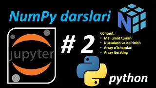 Numpy darslari (Python) 2-dars. | Datatype, Copy vs View, Reshape, Iterating |