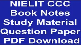 NIELIT CCC Book Notes Study Material Question Paper PDF Download