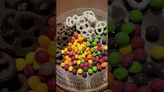 Filling Platter with Skittles and Pretzel  #asmr #oddlysatisfying