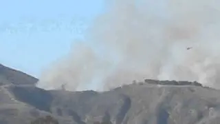 Ventura County Fire Helicopter Making Water Drops on Brush Fire