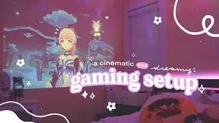 🍿 a kinda cozy cinematic gaming setup | ft. genshin impact, the nintendo switch + the heyup boxe ✿