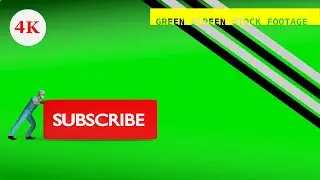 Male Nurse Pushing a Giant Subscribe Button | 3D Animation Green Screen Stock Footage
