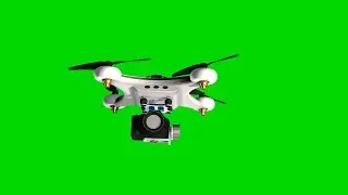 Drone Quadrocopter in flight - green screen - free use