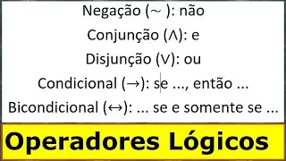 Operadores lógicos matemáticos: negação, conjunção, disjunção, condicional e bicondicional