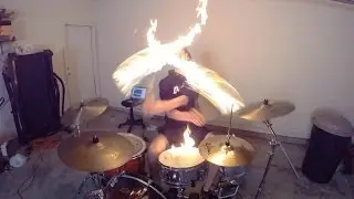 Burn - Drum Cover with Fire Sticks - Ellie Goulding - Drumming With Fire (Brit Awards 2014 song)