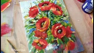 Яркие МАКИ / рисуем акрилом