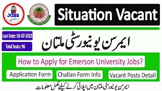 Emerson University Multan Jobs 2023 | Emerson University Non Teaching Jobs 2023 | Jobs Ishtihar