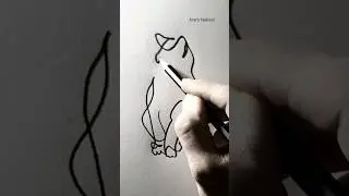 Cat So Cute Drawing from a continuous line 