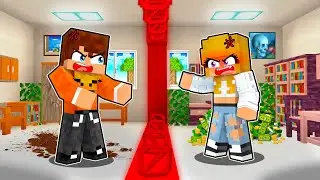 NASZ DOM ZOSTAŁ PODZIELONY NA PÓŁ CZERWONĄ LINIĄ w Minecraft!