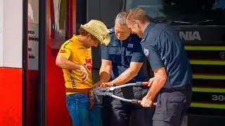 Asking fire fighters to unchain me!