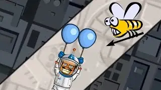 Amigo Pancho flies in space on balloons and in a spacesuit