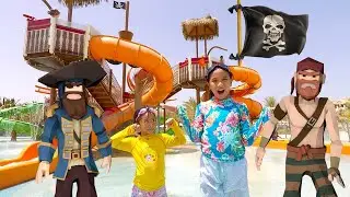 We Woke Up In PIRATE TREASURE ISLAND | Funny Waterpark Pretend Play KIDS Story By Ira & Bella