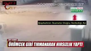 ÖRÜMCEK GİBİ TIRMANARAK HIRSIZLIK YAPTI