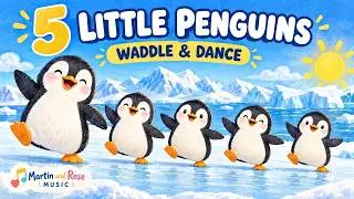 5 little penguins | The penguin song (An Arctic Animal dance song for Kindergarteners) Brain Break