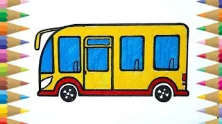 Land Transport Drawing - Bus Drawing 🚍| Land Transport Drawing Bus | How to draw a school bus