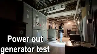 Power outage generator test at high school, real power outage simulation, startup load/transfer