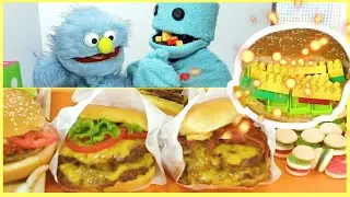 doll eat | puppet eating real hamburger