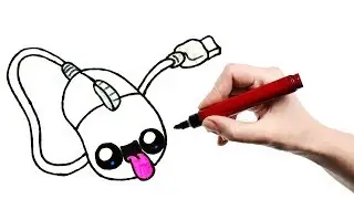 How to Draw a Kawaii Computer Mouse...Как Нарисовать Кавайную Компьютерную Мышку