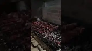жарю мясо, на мангале.