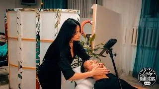 Male Facial Relaxation 😳 ASMR Massage by Barber Lady Helen