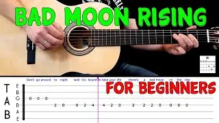 BAD MOON RISING | Easy guitar melody lesson for BEGINNERS (with tabs) - CCR
