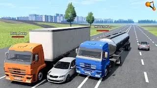 ДВА ДАЛЬНОБОЙЩИКА НЕ ПОДЕЛИЛИ ДОРОГУ И УСТРОИЛИ ЗАМЕС | BeamNG.drive