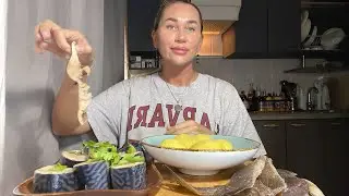 МУКБАНГ/СКУМБРИЯ ПРЯНОГО ПОСОЛА /КАРТОШЕЧКА 