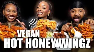 BESTIE TRIES VEGAN HOT HONEY WINGZ  FOR THE FIRST TIME | MUKBANG