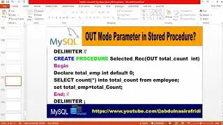Lecture-47| Stored Procedure in MySQL in Pashto with IN| OUT Mode in Parameters