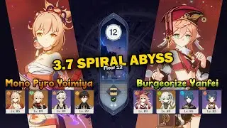Mono Pyro C0 Yoimiya & Burgeorize C6 Yanfei | 3.7 Spiral Abyss Full Star Gameplay | Genshin Impact