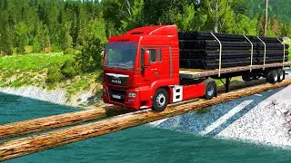 Cars vs Log Bridge - BeamNG.Drive
