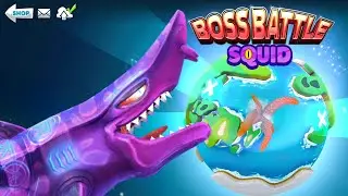 NEW GIANT DARK MAGIC SHARK VS COLOSSAL SQUID BOSS  - Hungry Sharl World