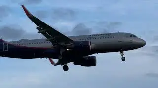 Посадка Airbus a320 авиакомпании «Аэрофлот» в аэропорту Шереметьево