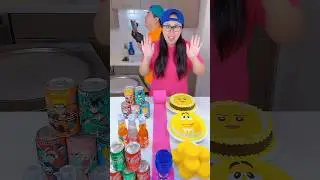 Popular drinks vs yellow cakes ice cream challenge!🍨