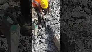 Pile head breaking in construction project #construction #shorts #hilti #piles #head #breaking