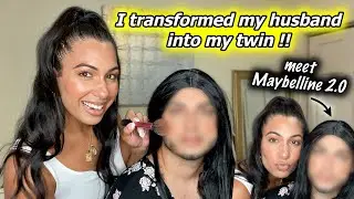I TURNED MY HUSBAND INTO MY TWIN WITH MAKEUP!!! Maybelline 2.0 😂