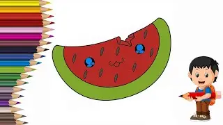 How to Draw a Cute Watermelon Slice 🍉 for Kids