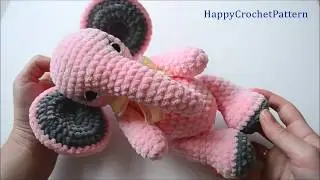 Amigurumi Plush elephant crocheted. Crochet pattern, detailed crochet tutorial.