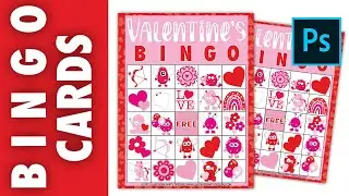 VALENTINE'S BINGO CARDS HOW TO DESIGN IN PHOTOSHOP | BEGINNERS STEP BY STEP TUTORIAL