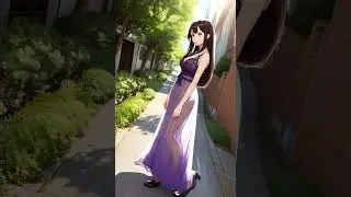Девушка гуляет в красивом платье по красивым улицам.