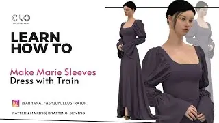 Clo 3D Tutorial- How to Make Marie Sleeve and Gown with Train