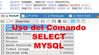 Uso del comando SELECT en MySQL