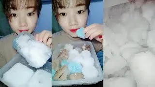 Freezer Frost Eating | Refrozen Ice Eating | Dry Crunch Ice Eating ASMR ❤️❄️#whiteice #freezerfrost