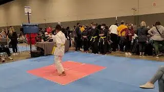 Jaden performing kata at the Warrior Cup 2022