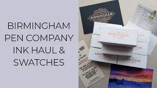 Birmingham Pen Company, 9 Fountain Pen Ink Swatches, Antique Aubergine, Armadillo, Saltmarsh & More