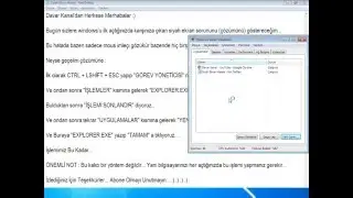 Windows 7 - Siyah Ekran Sorunu - Çözümü