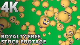 Happy Emoji Ball Drop, Side to Side and Explode Green Screen - Royalty Free Stock Footage